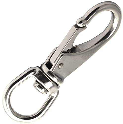 OPIOL QUALITY® Wirbelkarabiner 21x120 mm aus Edelstahl A4 V4A (2 Stück) Augwirbelhaken Karabinerhaken Karabiner Schnapphaken Haken mit Drehgelenk Wirbelauge