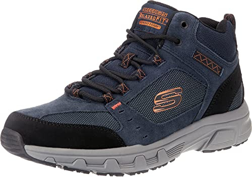 Skechers herr ek Canyon- Ironhide Hi-Top träningsskor, Marinblå mocka nät PU orange trim, 46 EU