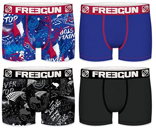 FREEGUN Boxer Microfibre, Garçon (Lot de 4) (6/8 Ans, Coupe du Monde Rugby)