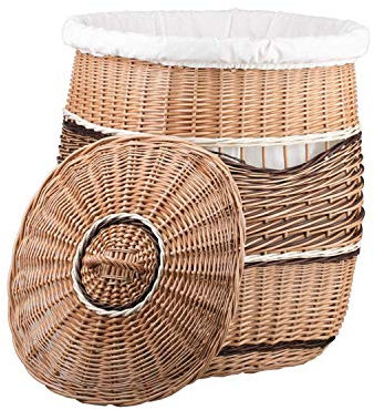 e-wicker24 Panier à linge en osier, coffre, malle,corbeille carré en osier naturel et coloré avec doublure (50x50 H63, Naturel avec Doublure)