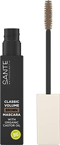 SANTE Naturkosmetik Classic Volume Mascara 02 brown, Braune Wimperntusche für volles Volumen, Schwung und Definition, Mit natürlichen Wachsen und Bio-Rizinus-Öl, Vegan, 8ml