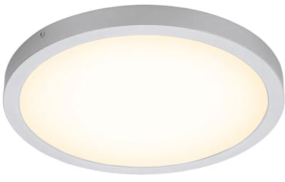 BRILONER Leuchten - LED Aufbauleuchte, Deckenlampe, Deckenleuchte 24,5 Watt, 2.400 Lumen, 3.000 Kelvin, Rund, Chrom-Matt, 405x32mm (DxH), 7143-014