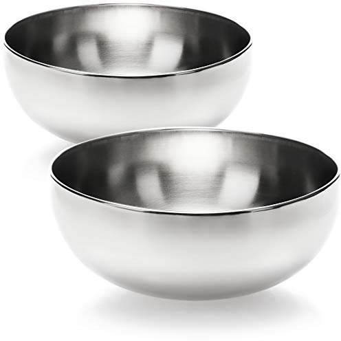 com-four® 2x Ensaladera de Acero Inoxidable - Juego de Tazones para Ensaladas, Frutas, Bocadillos y Mucho Más - Cuencos Grandes para Servir (2 piezas - Ø 24cm)
