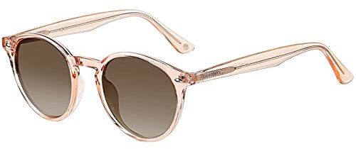 H HELMUT JUST Damen Sonnenbrille Rund Retro Polarisierte Linse Verlauf Braune Gläser Leichter TR90 Rahmen Acetatbügel