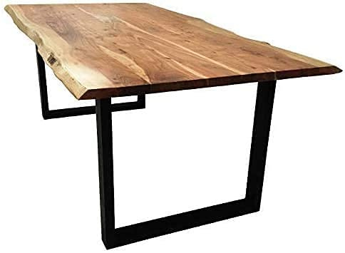 SAM Esstisch Quarto 240x100 cm Akazie Natur/U-Gestell schwarz | massiv, Echte Baumkante, Akazienholz naturfarben, Tischplatte 26 mm, Industrial-Design, Baumkantentisch, Esszimmertisch