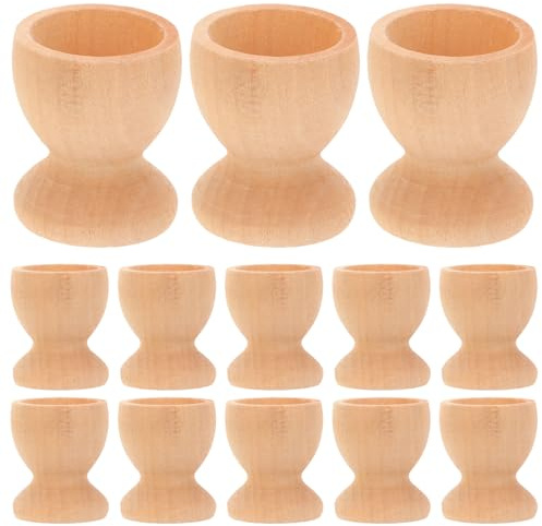 Toddmomy 24Pcs Wooden Egg Cups Easter Egg Cup Wood Stands Easter Holders Stands for DIY Crafts Party Supplies