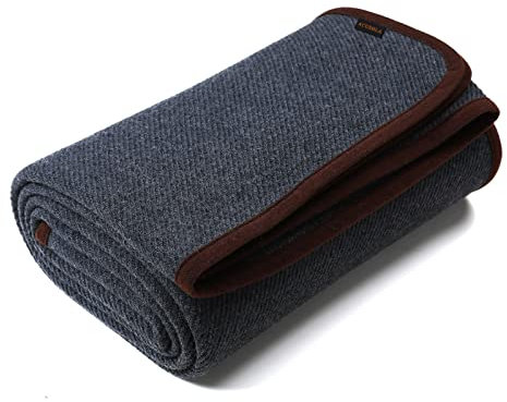 ACUSHLA MerinoWolle Wolldecke warm Decke Campingdecke Kuscheldecke 160x 200 cm (Wolle) – Militärische (Grau)