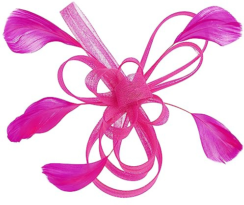 Homoyoyo Women Fascinators Wedding Flower: Hot Pink Fascinator for Women Hair Clips Pillbox Hat Flapper Bridal for Wedding Cocktail Derby Tea Party (Rose Red) Headband Clip 5.91x3.15x1.18Inch