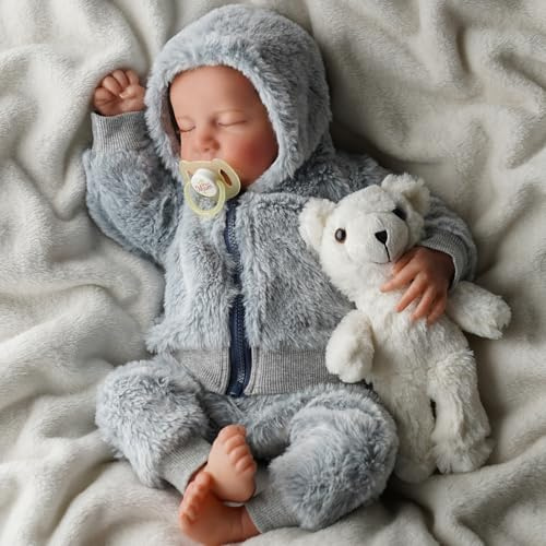 JIZHI Reborn Puppe Junge - 17 Zoll Realistische Neugeborene Baby Puppen handgefertigt waschbar weichen Vin-yl Körper, Reborn Babypuppe Sieht aus wie EIN echtes Baby