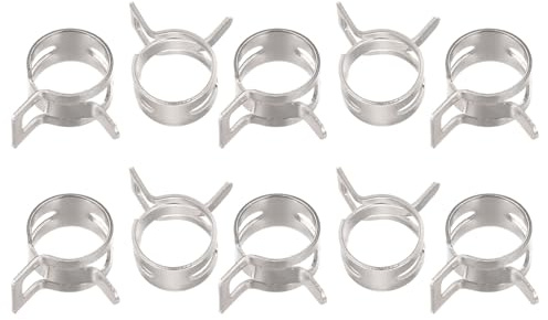 sourcing map 20pcs 12mm Spring Band Type Action Fuel/Silicone Vacuum Hose Pipe Clamp Low Pressure Air Clip Clamp, Nickel Plated