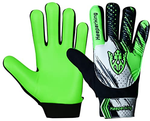 Keeperking Torwarthandschuhe Kinder Clawxen, Jungen und Mädchen, Junior Fußballhandschuhe Fußball Spielerhandschuhe für Jungen tormannhandschuhe (5,C3-Green)