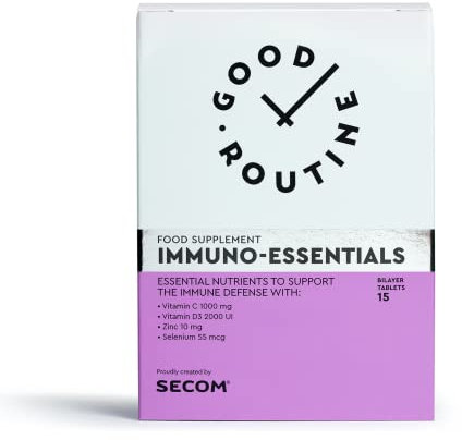 IMMUNO-ESSENTIALS (15 Comprimés) - Complément Alimentaire de Première Qualité pour le Soutien de l'immunité, Vitamines C & D3, Zinc, Sélénium, Formule innovante, Libération contrôlée