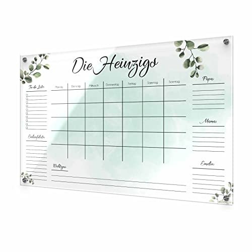 Abwischbarer Familienkalender mit bunten Designs aus hochwertigem Acrylglas - Wochenplaner für die ganze Familie - ca. 60x40 cm