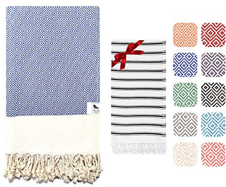 Toalla de playa, toalla de baño - Algodón suave turco, ligera y fina, toallas de playa de secado rápido para adultos. Peshtemal (toalla hammam) 94x180cm para baño, playa, piscina, spa, gimnasio, yoga,