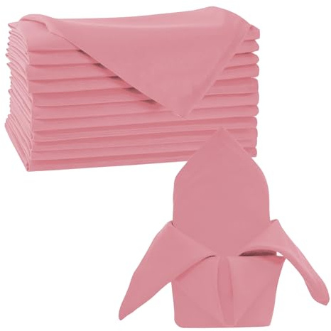 Tischservietten-Tücher 20 Stück, Leinen-Tischservietten mit gesäumtem Rand, Esstisch-Servietten-Set, weich, langlebig, waschbar für Zuhause, Hochzeit, Abendessen, Party (50,8 x 50,8 cm) | Altrosa