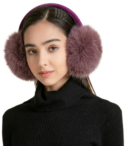 ZLYC Klassischer Damen Kinder Mädchen Verstellbarer Winter Ohrenschützer Ohrenwärmer mit Molton-Haarreifen(Großes Violett)