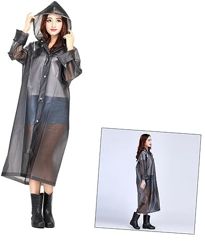 INOOMP Poncho Antipioggia Semitrasparente M in Eva, Grigio