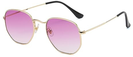 WDZAYXC Mode polygonale Sonnenbrille für Damen und Herren,Leicht Metallrahmen Brille，UV400 Schutz