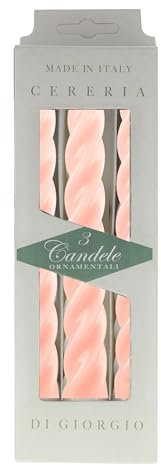 Candele laccate tortiglione - Home Decor Collection- Ø 2,2 cm h. 21 cm - 3 pezzi - Rosa
