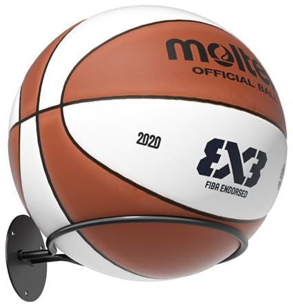 jockcaras Ball Display Holder Wall Mount: Black Rack for Football, Rugby, Basketball, Baseball Storage - Sports Room Decor Accessories