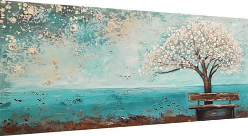 Qiaoqoo 5D Diamond Painting Landschaft, DIY Diamant Painting Bilder Baum, Diamand Painting Erwachsene Groß xxl, Kinder Diamant kunst Set mit Diamond Painting Zubehör, Home Wand Décor 100x40cm
