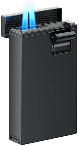 VVAY Jet Flame Mechero de Gas Recargable con 2 Llamas Tipo soplete, Vendido sin Gas