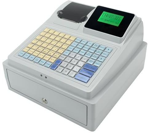COYEUX Elektronische Registrierkasse, kommerzielle Registrierkasse mit 81 Tasten, mit Schublade und 8 digitalen LEDs, ölbeständig für Geschäft/Markt/Einkaufszentrum/Restaurant