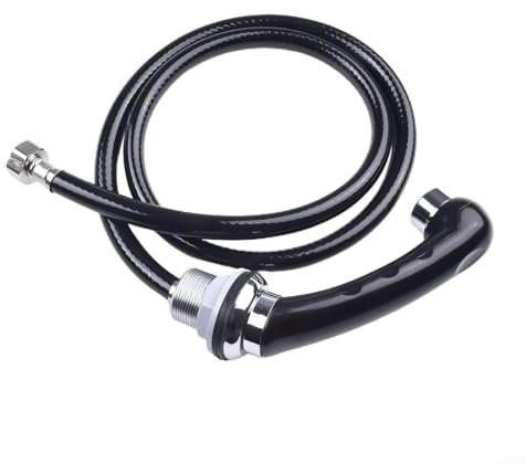 WIIYENA Set di ugelli per doccia da salone, non pressurizzati, facili da installare, tubo flessibile lungo, materiale ABS e lega, nero, 1 pezzo, hardware per lavabo per shampoo