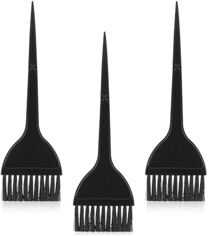 Prasacco 3 Stück Haarfärbepinsel, Haarfärbe Bürste aus PP-Kunststoff 20 x 6 cm Schwarzer Haarfärbepinsel zum Auftragen von Haarfärbemitteln, DIY-Haarfärbewerkzeuge für Zuhause und Friseurläden