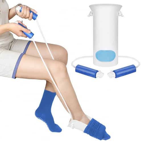 ANOMM 1 Pezzi Aiuto per Indossare Calze, Metti Calze per Anziani (Bianco)