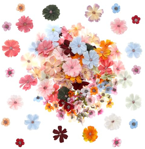 Mini Artificial Flowers for Decoration, 120 Pieces Small Fabric Silk Flowers Fake Wildflowers Garland Decoration Multicolor Rose Daisy Peony Flowers Heads for Home Wedding DIY Crafts Decoration
