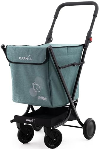 GARMOL Carro de la Compra Plegable 66 litros | Carro de la Compra 4 Ruedas Gran Capacidad | Carrito Compra 4 Ruedas Plegable Color Verde