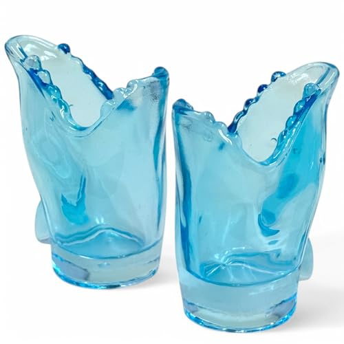 MIJOMA Lot de 2 verres à liqueur SharkShot bleu turquoise en forme de requin, 8 cm, verres à shot décoratifs, robustes et élégants