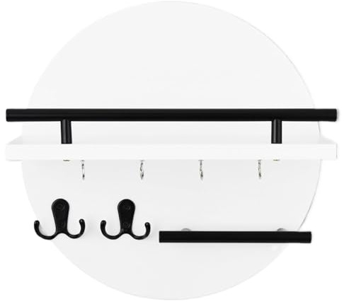 Jubilofex Portachiavi da parete con mensola, supporto da parete per chiavi, portachiavi d'ingresso, portachiavi in legno da 11,8 pollici con ripiano e ganci, organizzatore di posta per cucina e