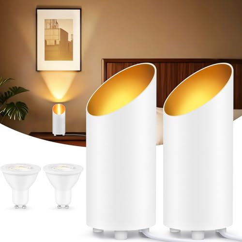 GeyouLux LED Uplight Spot da pavimento IP44 Impermeabile 6W 600LM Alluminio Lampada da pavimento, Lampada da pavimento con interruttore a pedale, incl. Lampada GU10 2700K Bianco Caldo Set di 2 Bianco