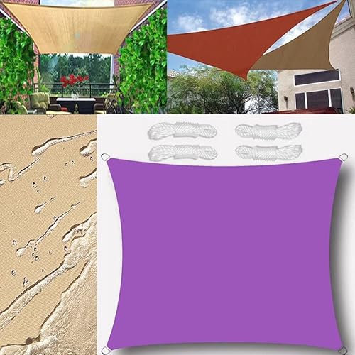 Tenda parasole per esterni, impermeabile, triangolo equilaterale, 3 x 3 x 3 m, vele ombreggianti, protezione dai raggi UV, per giardino, patio, blocco con corda, kit vela viola
