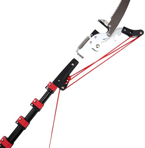 Telescopic Pole Pruner Trimmer Tool Manual Pole Saw for Tree Trimming,12FT-24FT Extendable Tree Pruner,Pole Saw & Pruner for Trimming,Pruning Saw Extendable,Long Handle Clippers Branch Cutter Lopper