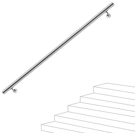 AICA Barandilla de acero inoxidable 304, pasamanos de pared, para exterior e interior, longitud: 180 cm