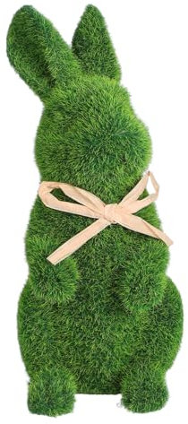 MAGICLULU Künstlicher Beflockter Hase Osterdeko Statue Grüne Moosdekoration Für Garten Und Zuhause Lebensechte Kaninchenfigur Für Party Und Tischdeko Simuliertes Tierornament