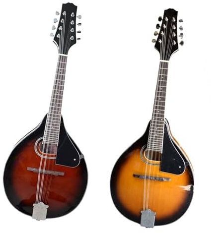 Mandoline À Huit Cordes Avec Table En Épicéa Et Trous Ronds Rouge Vin Avec Accessoires Instrument De Mandoline En Bois(Orange)