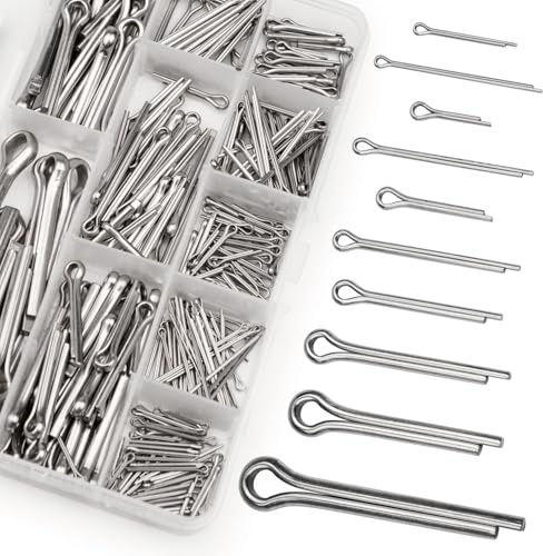 310 Stk Splinte Sortiment Kit, Sicherungssplinte, Klappsplinte Sortiment Edelstahl Splinte Set, Federstecker Splint Set, M1,5 M2 M2.5 M3 M4 M5 M6 Federsplinte Clips für Autos Wohnmobile Gartengeräte