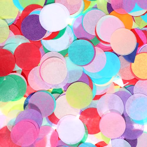 5000 Stück Konfetti Bunt, 2.5cm Runde Konfetti Geburtstag Seidenpapier Bunt Papier Confetti für DIY-Bastelarbeiten Scrapbooking Geburtstag Hochzeit Jubiläum Party Festival Dekoration | Regenbogen-Seidenpapier-Kreise für Bastelarbeiten, Scrapbooking, Geburtstag, Hochzeit, Party, Festival, Dekoration