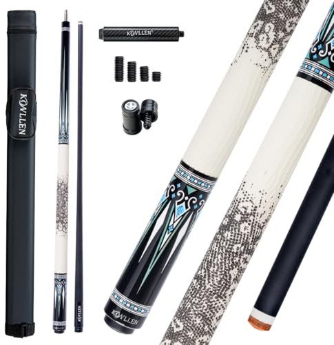 KONLLEN Carbon Fiber Pool Cue Stick Low Deflection Pool Cue Profession Ultra-Smooth Billiards Cue Set for Adults with Billiards Accessories (Extension/Bolt)