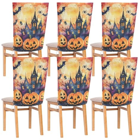 sanluoli Set di 6 coprischienali per sedie da pranzo (Pasqua, laurea, ecc.), lavabili, per sedie da pranzo, incubo e Halloween