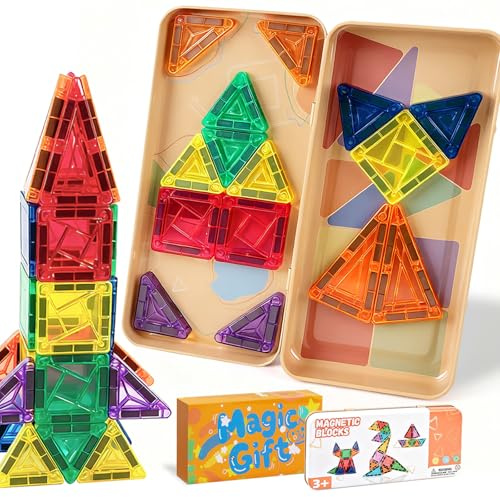 LumenVela Bloques de Construcción Magnéticos, 26 Piezas Juguetes de Viaje con Caja para Niño, Portátil Montessori Juego de Viaje, Juguetes de Regalo para 3+ Años Niños Niñas (26 Piezas)