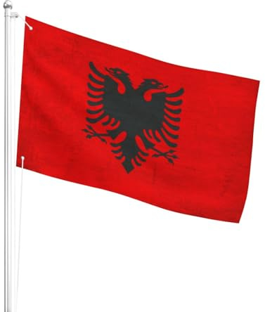 Outdoor Bandiera Da Giardino 90X150Cm Vintage Albania Albanian Bandiera Da Dell'Individualità Gran Bandiera Da Personalizzata Per Cortile, La Fattoria All'Aperto, Feste