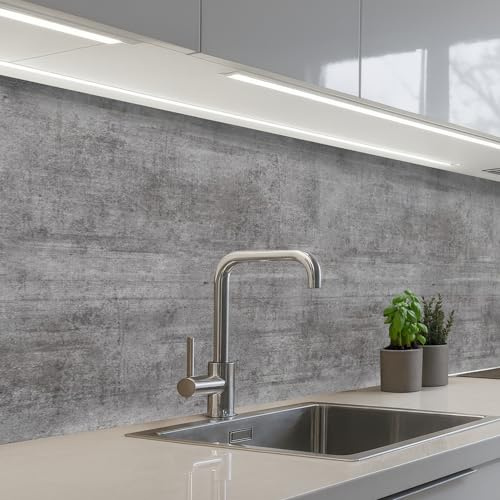 KitchenYeah© Paraschizzi Cucina Adesivo 80x200 cm Pannello Parete Paraspruzzi Lavandino Decorativo Calcestruzzo - Modello - Antico