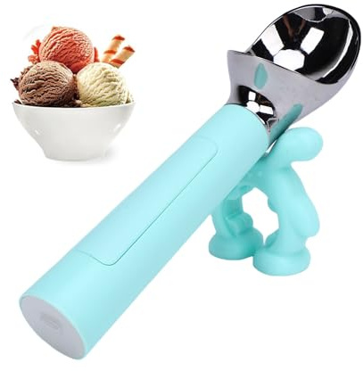 Elprico Scoop de Crème Glacée Chauffée, Cuillère à Réchauffement électrique Rechargeable avec Affichage LED et Chauffage Automatique, IP67 étanche pour la Crème Glacée Surgelée Dure (BLUE)