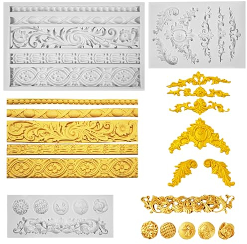 3 Moldes Silicona Barroco Vintage Relieve 3D Fondant | Decora Tartas Y Postres Con Moldes De Silicona Estilo Barroco Que Crean Relieves Detallados Para Fondant Y Chocolate