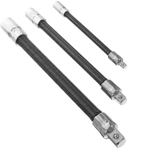 Ciieeo Industrial-Grade Flexible Socket Wrench Extension Bar Set 3pcs 1/4-3/8-1/2 Inch Spring Soft Shaft Ratchet Extender Tool for Mechanical Repair and Automotive Use